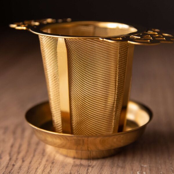 Infusor Dourado com descanso